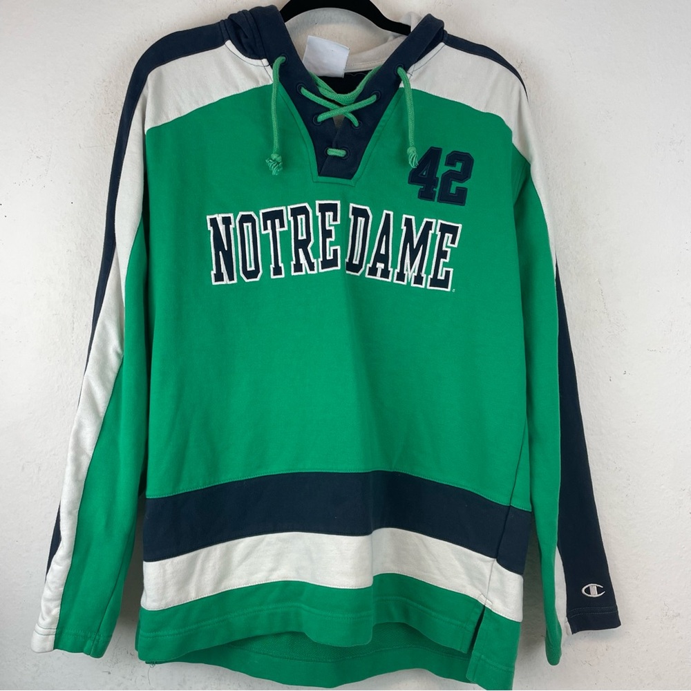 Champion Green Pullover Hoodie with Navy Trim